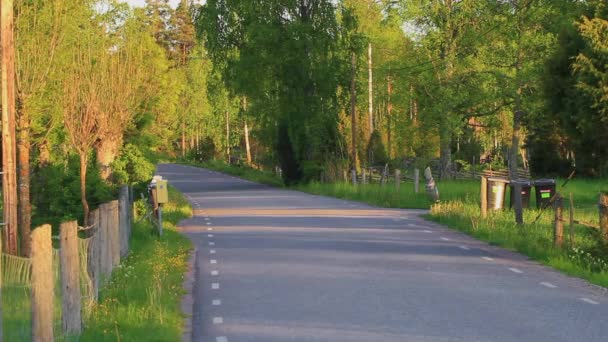 Auto Projíždějící Švédskou Krajinou Pryč Kamery — Stock video