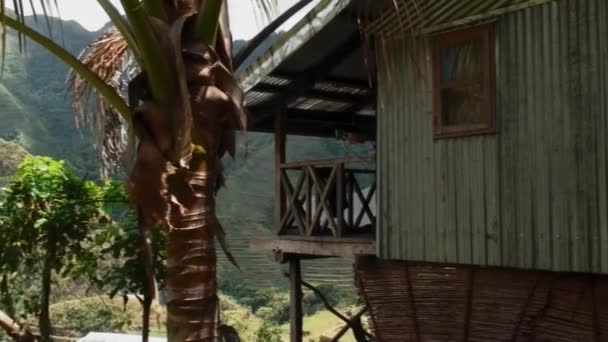 Vídeo Uma Casa Situada Topo Uma Montanha Batad Rice Terraces — Vídeo de Stock