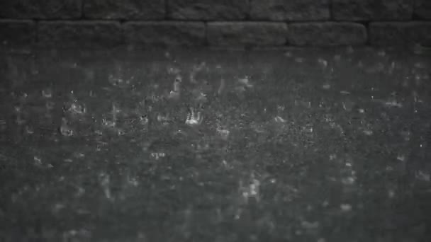 Капли Дождя Тротуаре — стоковое видео