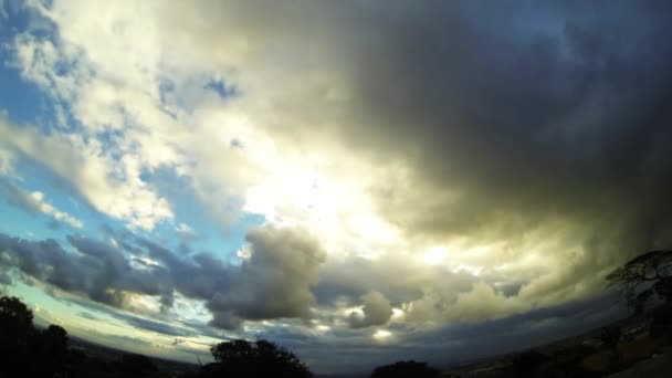 Time Lapse Dramatic Cloudy South African Sky Fish Eye Lens — Stock Video