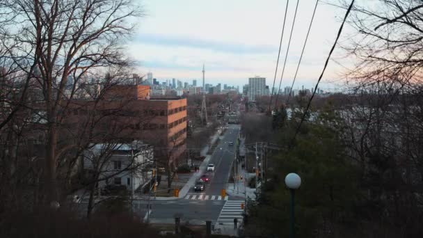 Fall Zeitraffer Von Casa Loma Schritten Toronto Ontario Kanada Weit — Stockvideo