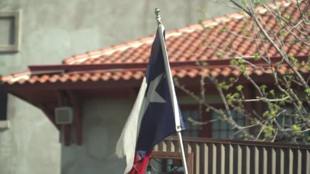 Bandeira Texas Voando Vento Fort Worth Stockyards — Vídeo de Stock