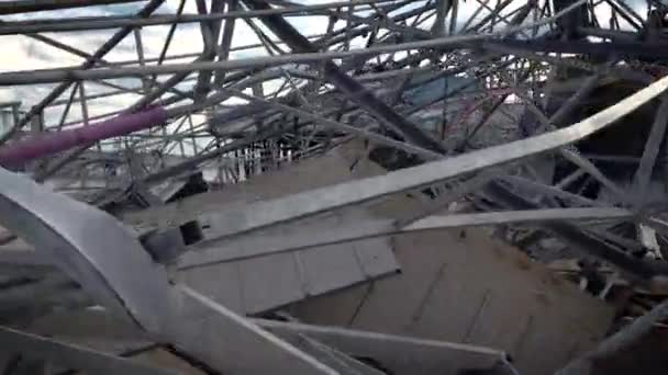 Huraganie Piasek Nadmorskie Wzgórza Promenady Molo Zniszczone Pozostawiając Jego Rollercoasting — Wideo stockowe