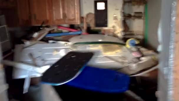 Look Devastated Apartment Full Sand Debris Hurricane Sandy — Stock Video