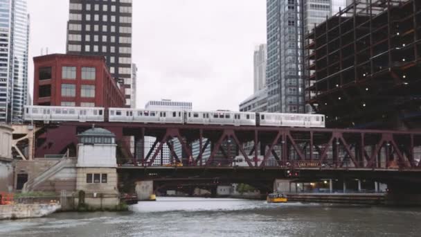 Vista Del Horizonte Chicago Desde Barco — Vídeos de Stock