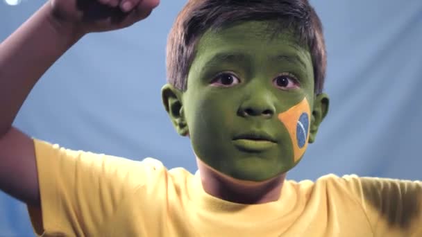 Miłośnik Brazylii Świętuje Bramkę — Wideo stockowe