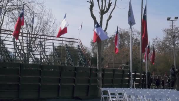 Drapeau Chilien Avec Public Dans Rodéo Evento Del Campesino — Video