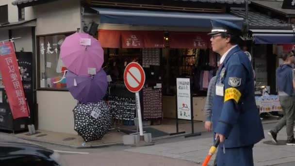 Polícia Trânsito Rua Kyoto Perto Fushimi Inari Japão — Vídeo de Stock