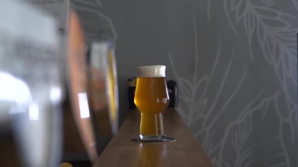 Slowmotion Dolly Glass Craft Beer — Stock Video