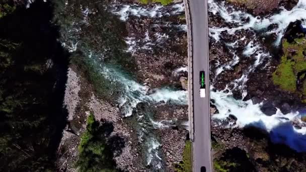 Filmato Dall Alto Verso Basso Ponte Vicino Ltefossen Norvegia — Video Stock