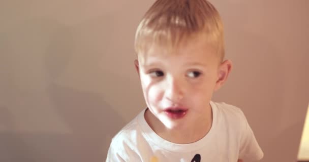 Young Boy Eating Ice Cream — Stock Video