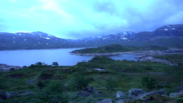 Panorámás Kilátás Norvég Hegyek Telemark Nyugati Oldalán Norvégia Felhők Jeges — Stock videók