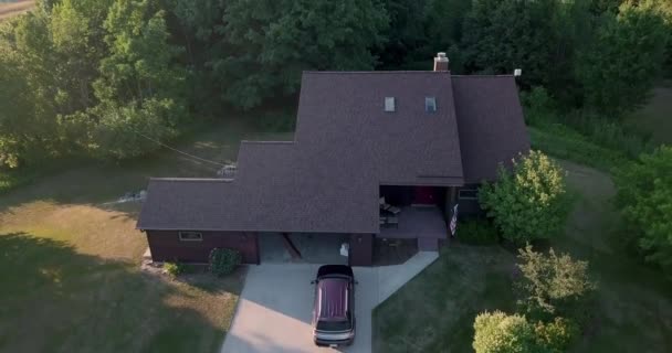 Vistas Aéreas Una Granja Cerezos Norte Michigan — Vídeos de Stock