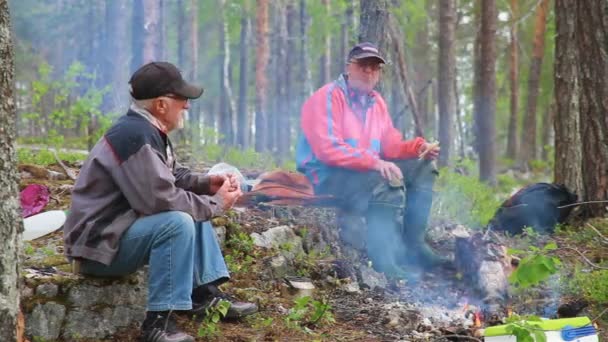 Las Vueltas Sami Comen Socializan Bosque Cerca Sus Renos Durante — Vídeos de Stock