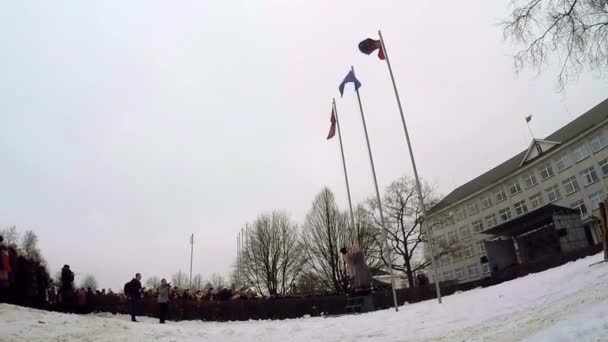 Cerimônia Nacional Lituana Hastear Bandeira Sirvintos — Vídeo de Stock