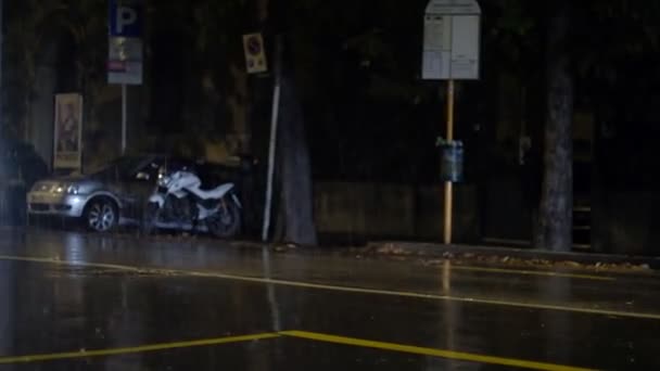 Verkehr Der Nacht Mit Regen — Stockvideo