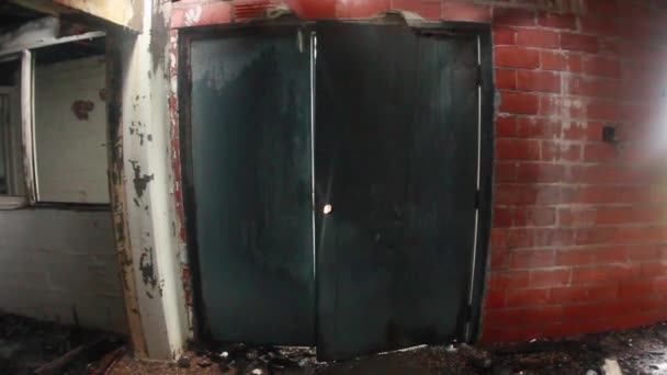 Guys Walk Abandoned Ware House Exploring Rain Day — Stock Video