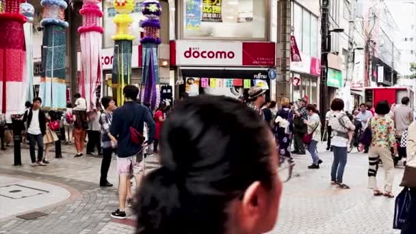 Folk Staden Firar Japansk Sommar Ferstival Även Kallad Tanabata Milky — Stockvideo
