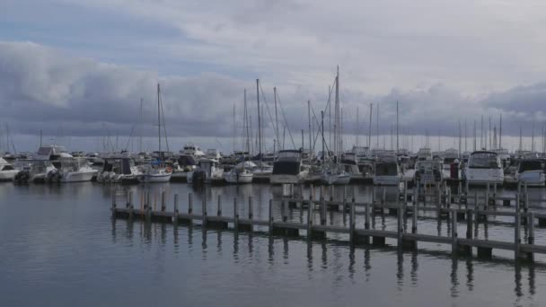 Łodzie Żaglowe Zacumowane Hillarys Boat Harbour Perth Australia Zachodnia — Wideo stockowe