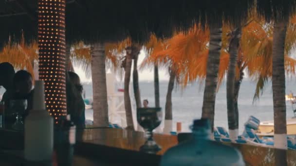 Cancun Strandbar Vid Solnedgången — Stockvideo