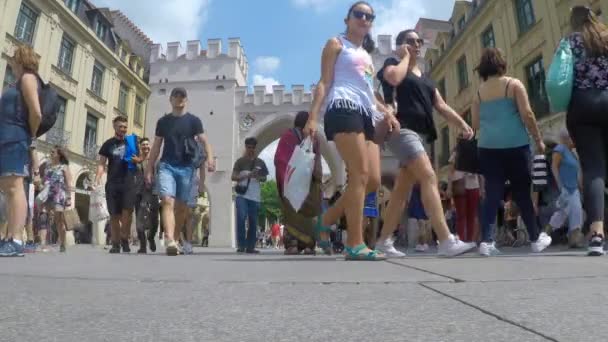 Karlsplatz Munich City Metraje Del Día — Vídeo de stock