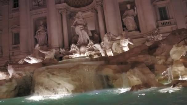 Fontana Trevi Βράδυ Ρόμα — Αρχείο Βίντεο