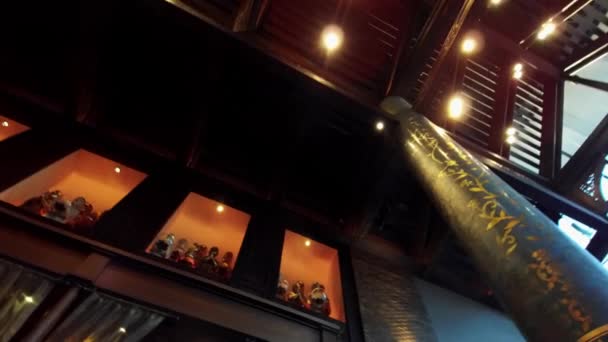 Panning Shot Asian Themed Restaurant — Stock Video