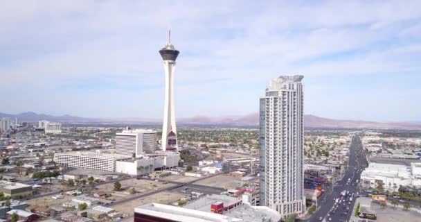 Bir Insansız Hava Aracının Stratosferi Las Vegas Taki Binaların Manzarası — Stok video