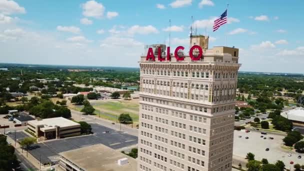 Dagopname Van Het Alico Gebouw Waco Texas — Stockvideo