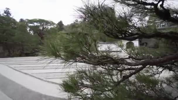 Cascate Neve Rallentatore Vicino Qualche Edificio Stile Giapponese Kyoto Giappone — Video Stock