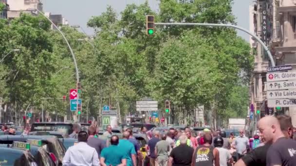 Απεργία Ταξί Στη Βαρκελώνη Ισπανία 2018 — Αρχείο Βίντεο