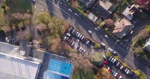 Scenic Aerial Filmato Launceston Australia Parcheggio Circle Verso Alto — Video Stock