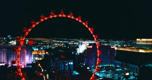 Wspaniały Panoramiczny Widok Panoramę Las Vegas Nocy — Wideo stockowe