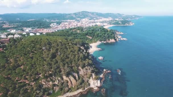 Luftaufnahme Der Küstenlinie Der Costa Brava Gedreht Wird Zwischen Lloret — Stockvideo