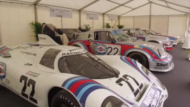 Een First Person Perspectief Shot Van Verschillende Klassieke Porsche Race — Stockvideo