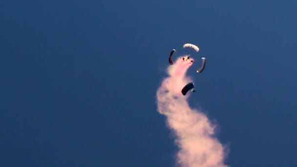 Tigers Army Parachute Display Team Performing Weald Kent Steam Rally — Stock Video