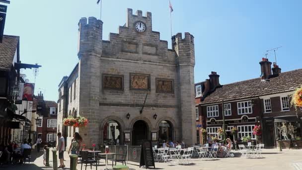 Assentos Fora Café Old Town Hall Market Square Horsham West — Vídeo de Stock