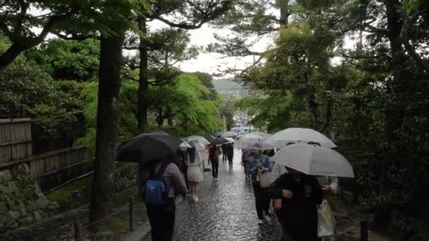 Menschen Gehen Bei Regen Kyoto Der Nähe Des Eingangs Des — Stockvideo