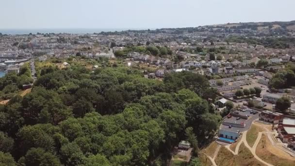 Luftaufnahme Der Stadt Brixham Devon County England Großbritannien — Stockvideo