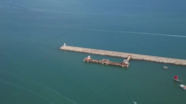 Aerial View Brixham Breakwater Devon County England — Stock Video