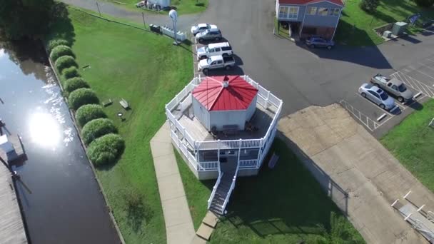 Aerial Fly Marina Light House — Stock Video