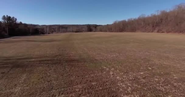 Drone Filmación Catskills Hills Vuela Sobre Tierra Granja — Vídeos de Stock