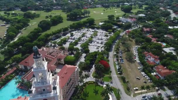 Luchtfoto Van Miami Hotel Zijn Golfbaan — Stockvideo