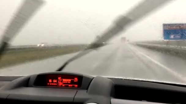빗속에서 운전하고 안에서 — 비디오