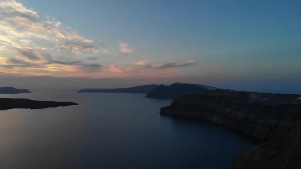 Pôr Sol Sobre Costa Santorini — Vídeo de Stock