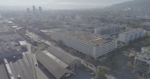 Dette Droneskudd Fra Industriområde Utkanten Byen Lausanne Geneve – stockvideo