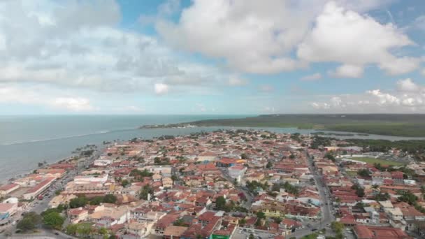 Aerial Cinematic Video Showing Entire City Porto Seguro Brazil Panning — Stock Video