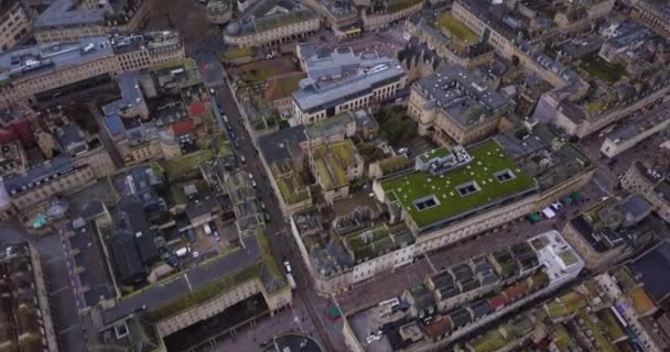 Bath Skyline Plano Aéreo Revelando Centro Bath Queens Square — Vídeos de Stock