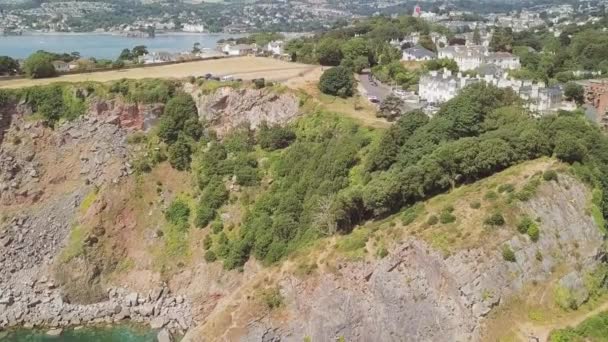 Luchtfoto Van Kliffen Resorts Torquay Engeland — Stockvideo