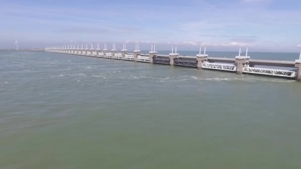 Overzicht Drone Shot Van Nederlandse Waterwerken — Stockvideo
